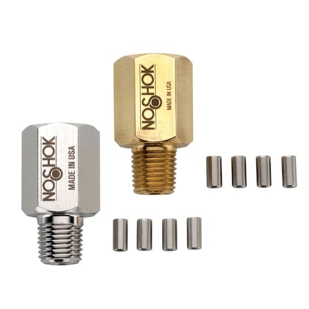 Piston Type Pressure Snubber, 1/2 NPT, Brass, Pressure Rating 6,000 PSI